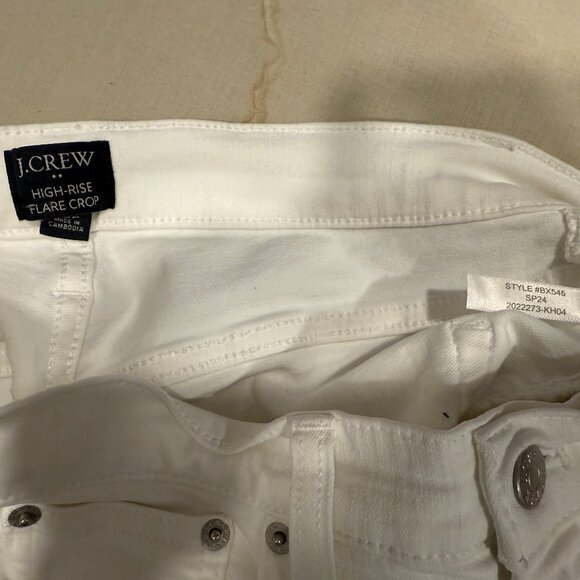 J. Crew Petite White High Rise Crop Flare Crop Jean - Picture 4 of 5